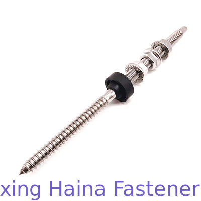 Parafusos do gancho de SS304 M10 200mm 250mm com as 3 porcas da flange